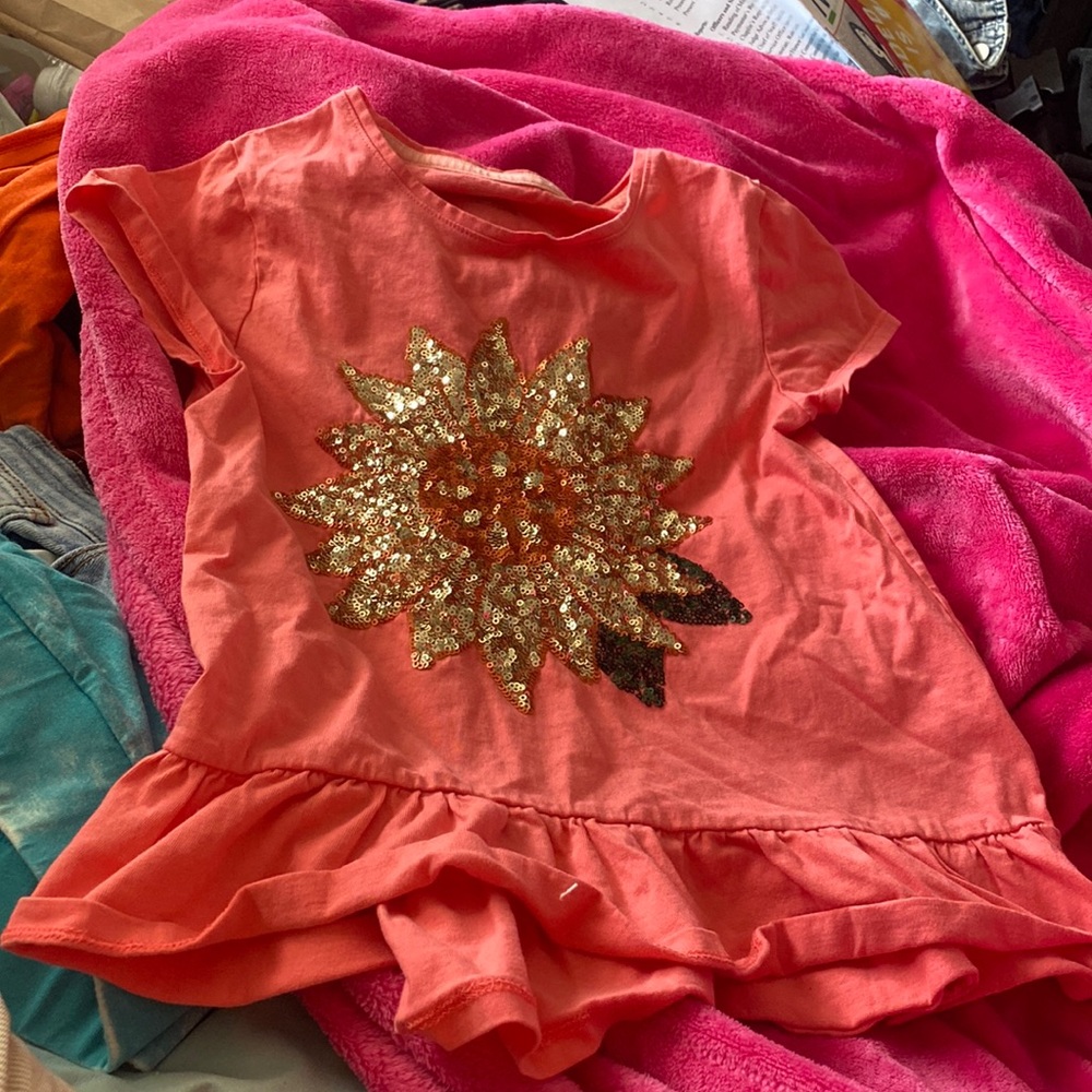 Cynthia Rowley sparkly sunflower girls shirt size 10/12